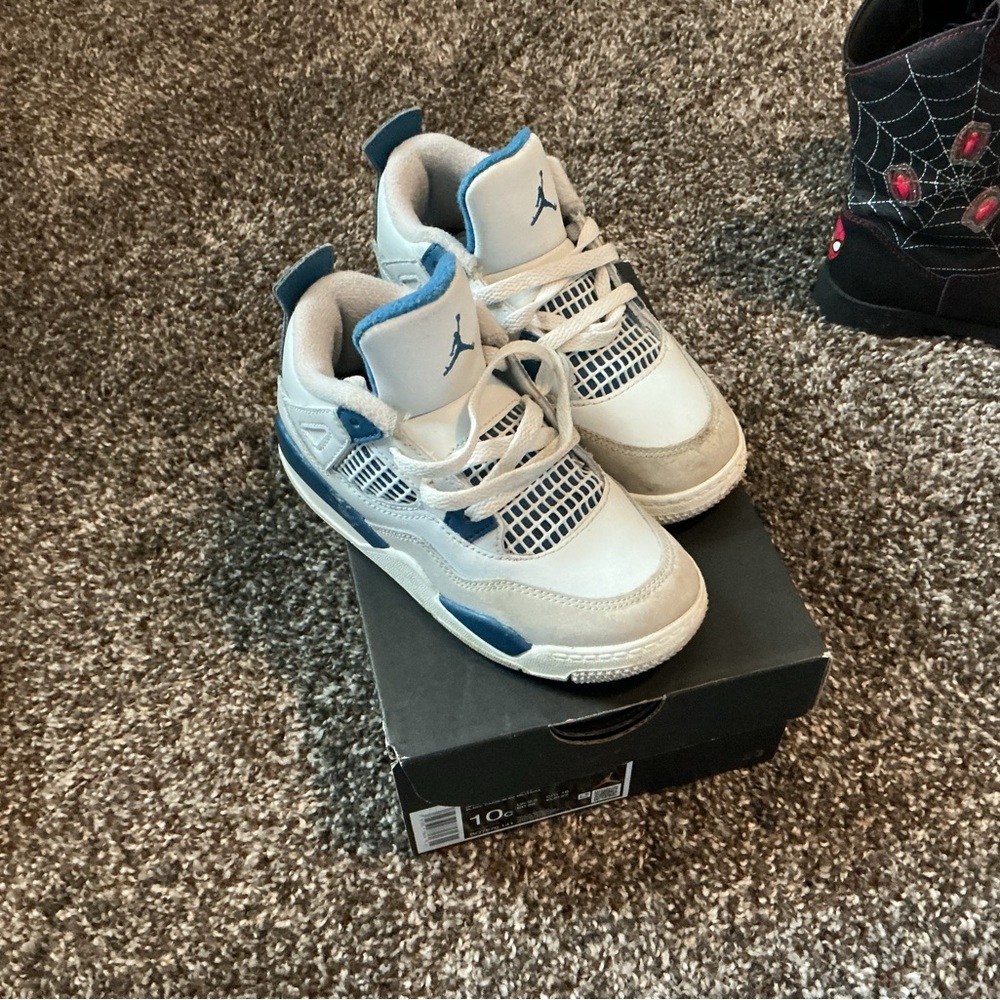 Kids White and Blue Sneakers